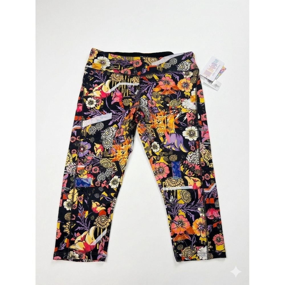 NWT LuLaRoe Jade Capri Activewear Leggings Size XL Vibrant Floral Print